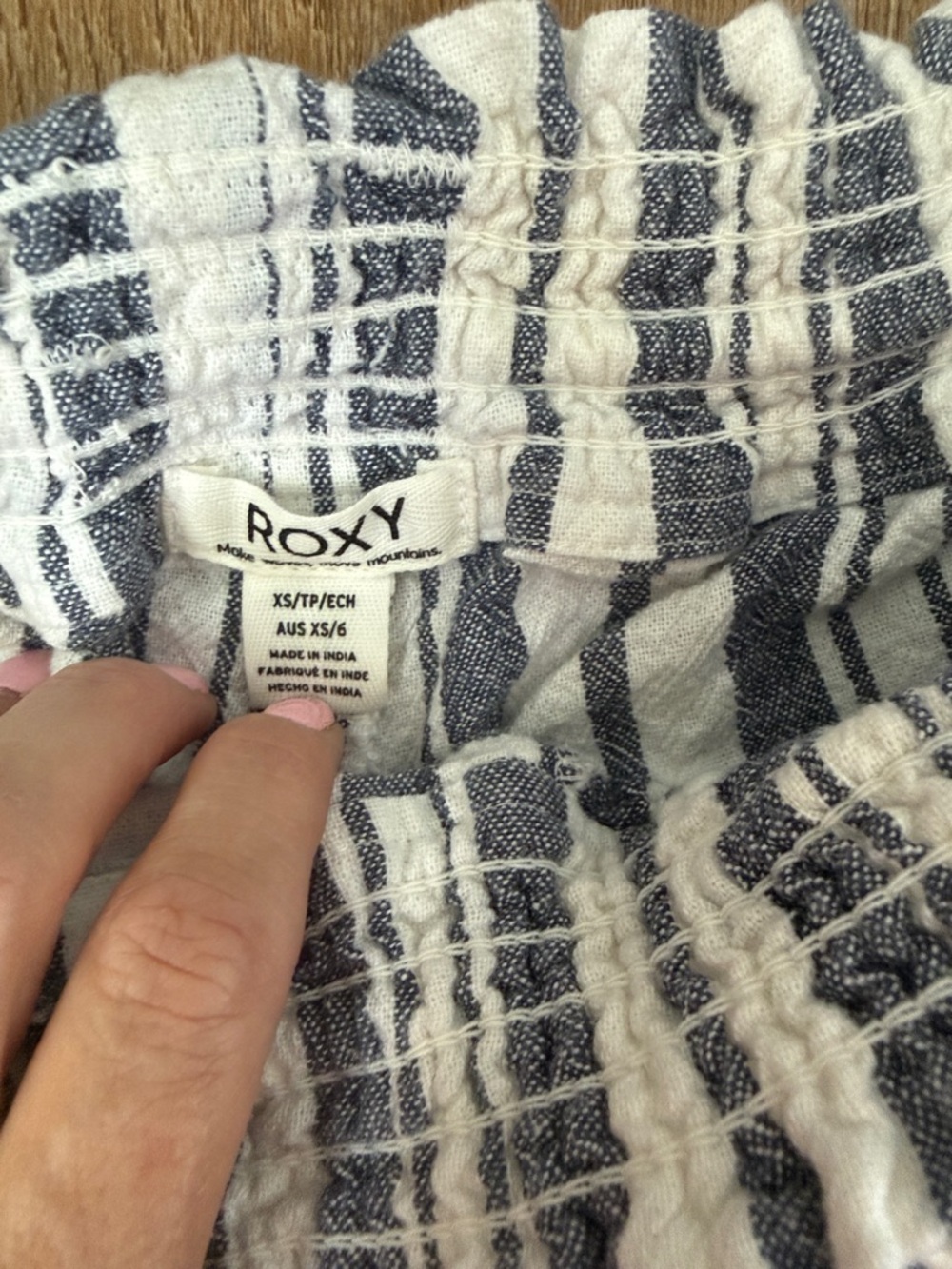 Roxy Navy and White Striped Drawstring Athletic Shorts - Picture 2 of 3